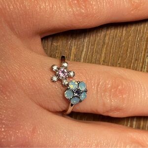 Fragrant Jewels Silver Ring with Blue and Pink Accents